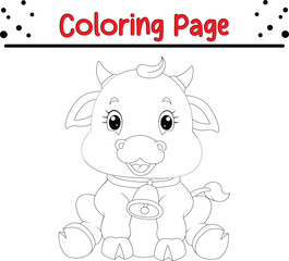 happy cow coloring book for kids. Wild animal coloring pages for children