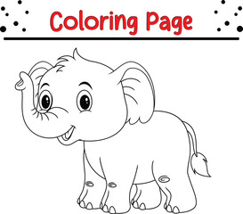 Baby Elephant coloring book for kids. Wild animal coloring pages for children