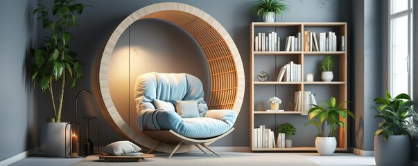 modern conceptual Luxury hype realistic Creating a cozy reading nook contemporary bright stylish interior