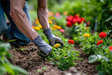 Fototapeta premium Botanical Ballet: The Delicate Dance of Planting