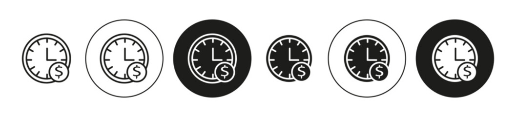 Time is money linear art icon set.  Time is money vector mark for web