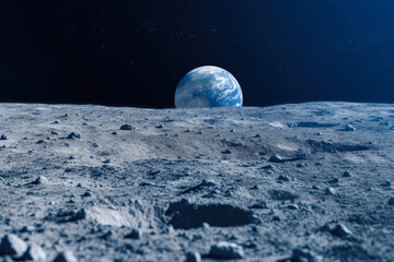 Moonlit Mosaic: Earth's Blue Canvas in Lunar Light