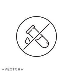 no preservative icon, chemical and toxic free, product clean test, thin line symbol isolated on white background, editable stroke eps 10 vector illustration