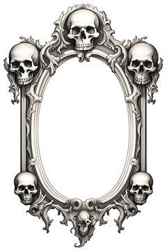 Skull photo frame on white background
