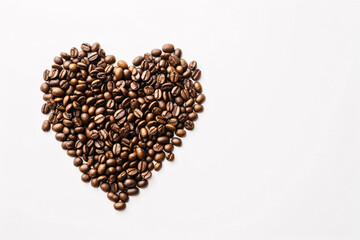Heart-shaped Coffee Beans on White