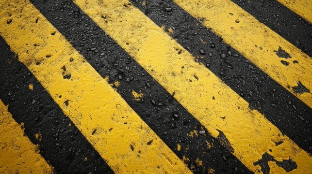 Yellow and Black Striped Road Background - Industrial Site Specific Painting created with Generative AI Technology