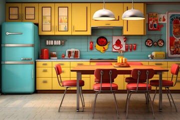 Retro kitchen with a vibrant pop art theme