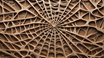 Intricate Brown Web Texture, Paper Cut Layers - Crafting a Stylish Background with Artistic Flair
