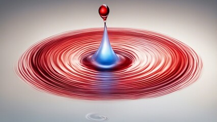 red drop of water  A water drop icon with ripples, illustrating the movement and the flow of water. The water is red  