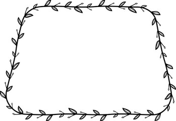 Trapezoid shape Flower wreath frame leaf vector floral border picture frames Branch laurel botanical silhouette black elements decoration greeting wedding frames