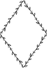 Obraz premium Rhombus shape Flower wreath frame leaf vector floral border picture frames Branch laurel botanical silhouette black elements decoration greeting wedding frames