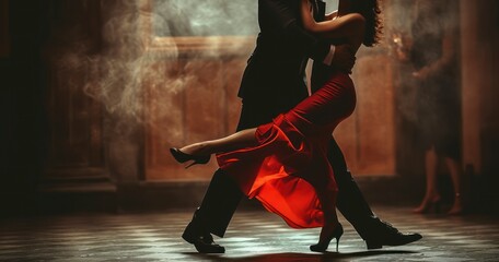A Couple's Captivating Tango, Showcasing a Man's Elegance and a Woman's Poise
