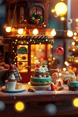 Obraz na płótnie Canvas Indulge in Sweet Delights at the Festive Cake and Dessert Shop Scene on New Year's Day