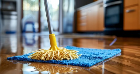 Professional Mopping Techniques for Impeccable House Cleaning and Maintenance - obrazy, fototapety, plakaty