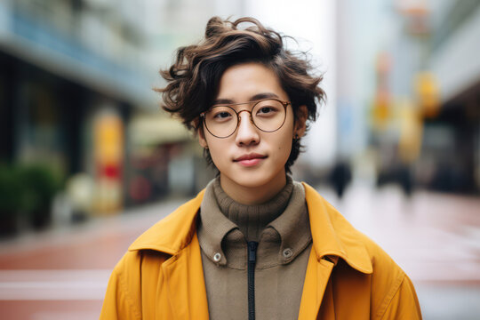 Stylish, Handsome Young Man With An Attractive Smile Posing On A City Street - Portrait Of A Cheerful Male Model In Casual Fashion With Confidence.