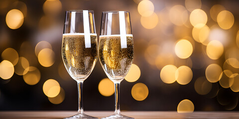 Festive Fizz: Crystal Glasses and Bottle in New Year's Glory