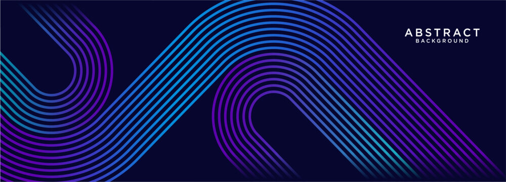 Abstract dark blue background with geometric lines. Modern shiny purple blue gradient rounded square lines pattern. Futuristic technology concept. Vector illustration