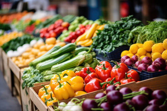 Vibrant Green Market Stall: Fresh, Colorful and Nutritious Delights