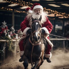 Father Christmas horse racing