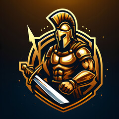 esport logo gold spartan