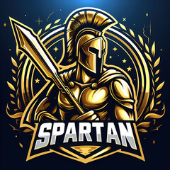 esport logo gold spartan - obrazy, fototapety, plakaty