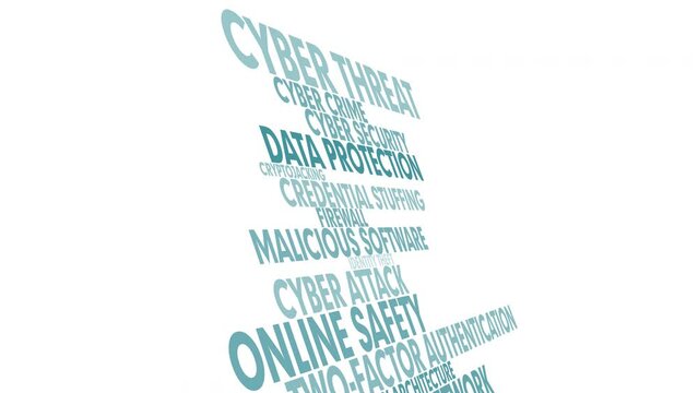Cybersecurity secure technology for online security, data privacy, and prevention of cyber threats on white background template with lettering and secure communication