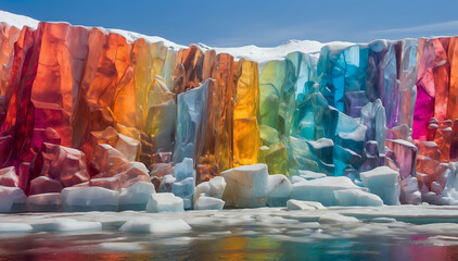 A colorful wall of ice.
