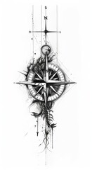 compass with snall scorpion tattoo design for women