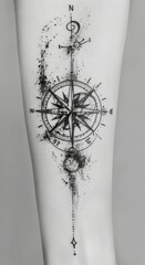 compass with snall scorpion tattoo design for women
