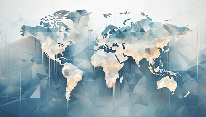 digital world map on a grid