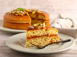 Apricot pistachio and olive oil cake