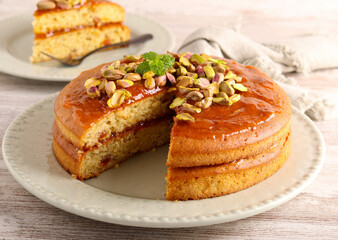 Apricot pistachio and olive oil cake