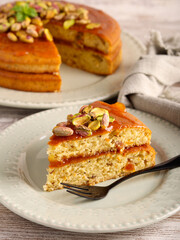 Apricot pistachio and olive oil cake