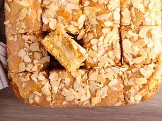 Apple and almond cake, sliced