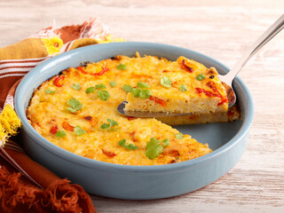 Rice and bell pepper frittata
