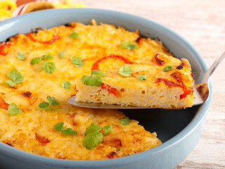 Rice and bell pepper frittata