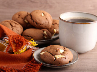 chocolate cookies with white chocolate chunks
