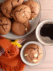 chocolate cookies with white chocolate chunks