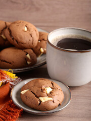 chocolate cookies with white chocolate chunks