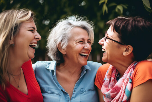 Three laughing old women