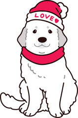 Simple and adorable Great Pyrenees Valentine's Day illustration