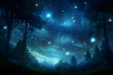 Fototapeta na wymiar Starry night with shooting stars background