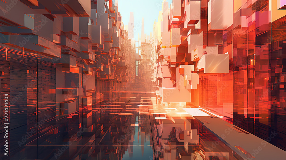 Poster Abstract background with structure of cubes. Colorful cubes texture for technology backdrop.