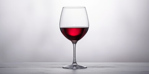 Single Red Wine Glass Isolated On A White Background, Copy Space