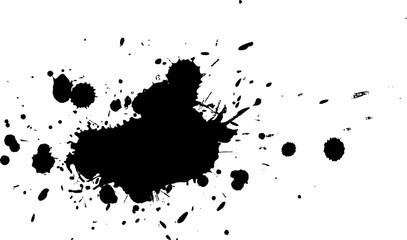 black ink dropped splash splatter on white background - obrazy, fototapety, plakaty