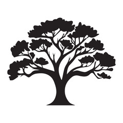 Tree silhouette isolated on white background. Vector illustration for your design.