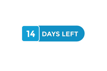 14 days left  countdown to go one time,  background template,14 days left, countdown sticker left banner business,sale, label button,