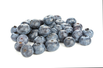 Group of fresh blueberries on white background.