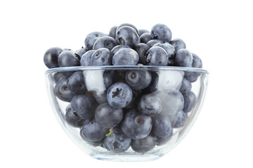 Blueberry antioxidant organic superfood in a glass bowl concept for healthy eating and nutrition Isolated on white background. File contains clipping path. Full depth of field.