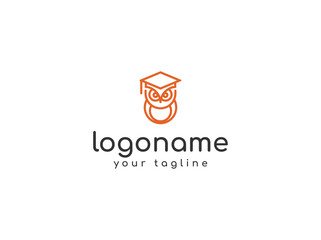 owl monoline logo design vector. education logo design template